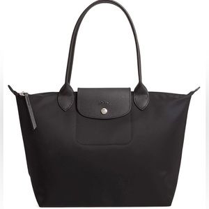 NWOT Longchamp Le Pilage NeonTote Shoulder Bag, Black